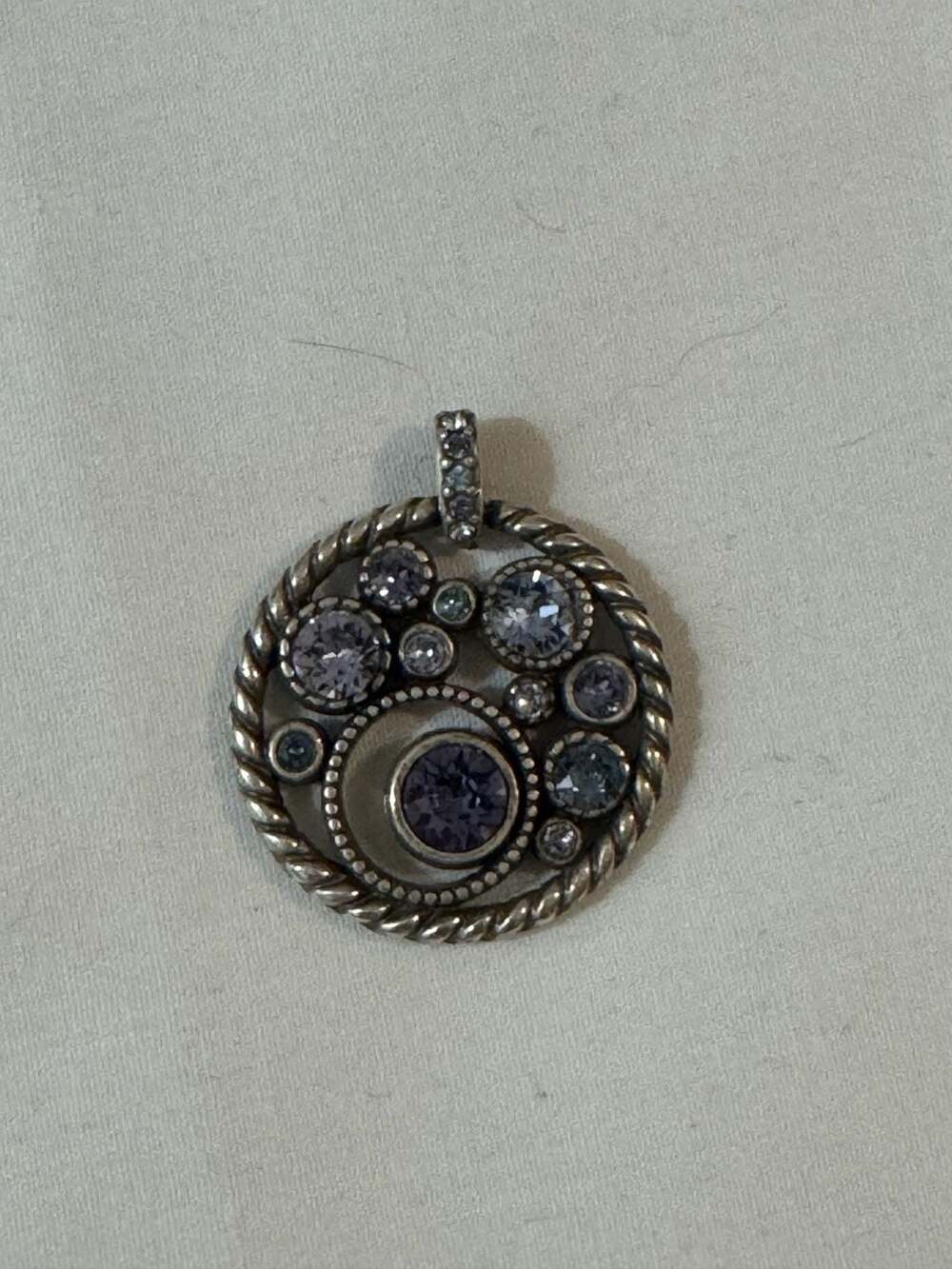 Brighton Silver Tone Crystal Circle Pendant